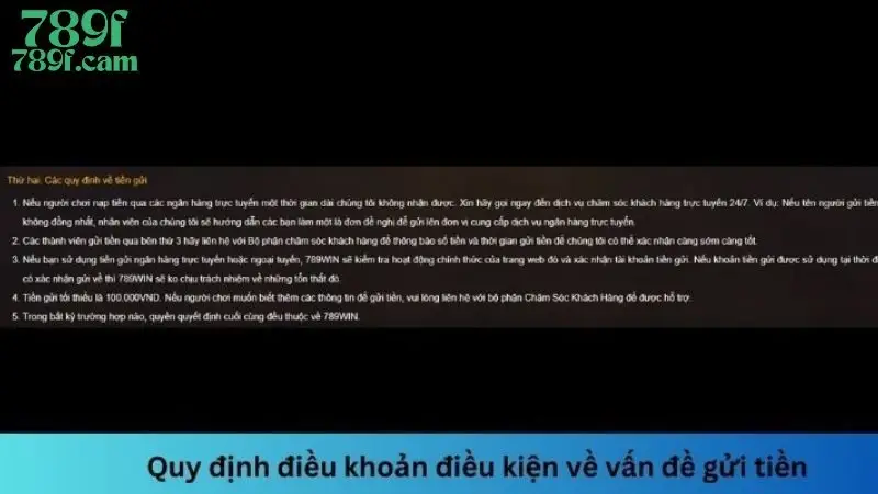 Có một số điều kiện quan trọng liên quan đến vấn đề gửi tiền dành cho người chơi
